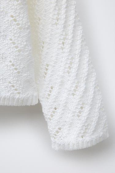 GILET EN MAILLE TEXTURÉE - Blanc de Zara - Image 3
