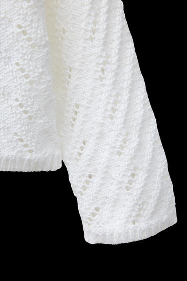 TEXTURED KNIT CARDIGAN - White by Zara