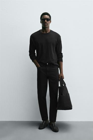 SLIM TAPERED FIT JEANS - Black by Zara