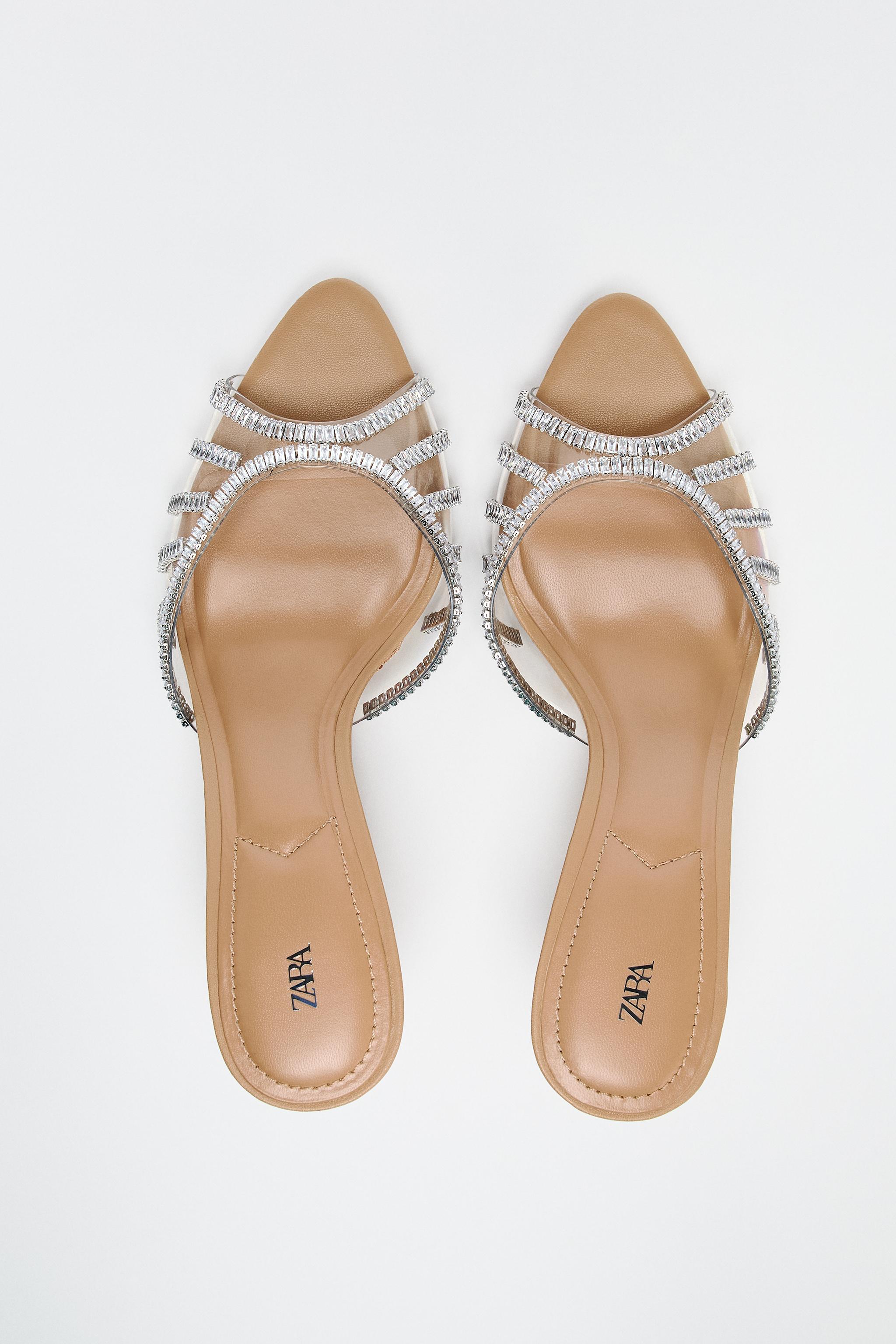 VINYL SANDALS WITH SHINY DETAILS - Beige | ZARA Saudi Arabia