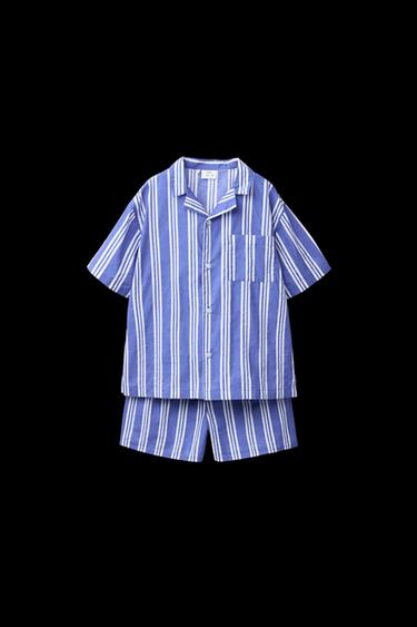 6-14 JAHRE/ SCHLAFANZUGHEMD UND BERMUDA MIT STREIFEN - Blau von Zara