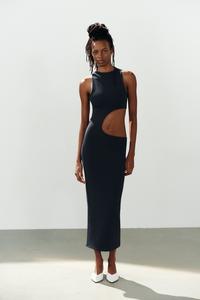 high square neck dress Final Sale Plus Size Halter Ponte in Black Color:10