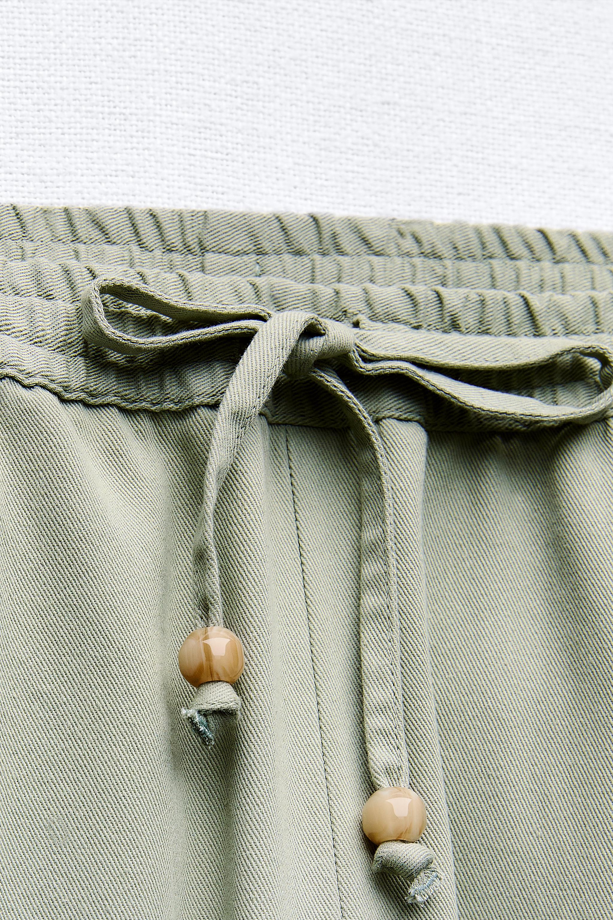 TROUSERS WITH AN ELASTICATED WAISTBAND - Light khaki