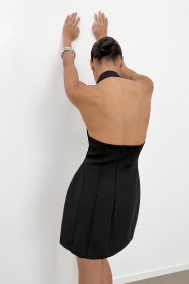 ROBE COURTE HALTER VOLUME - Noir de Zara - Image 3