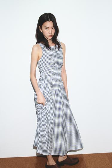 GINGHAM CHECK MIDI DRESS - Blue/White by Zara - Image 2