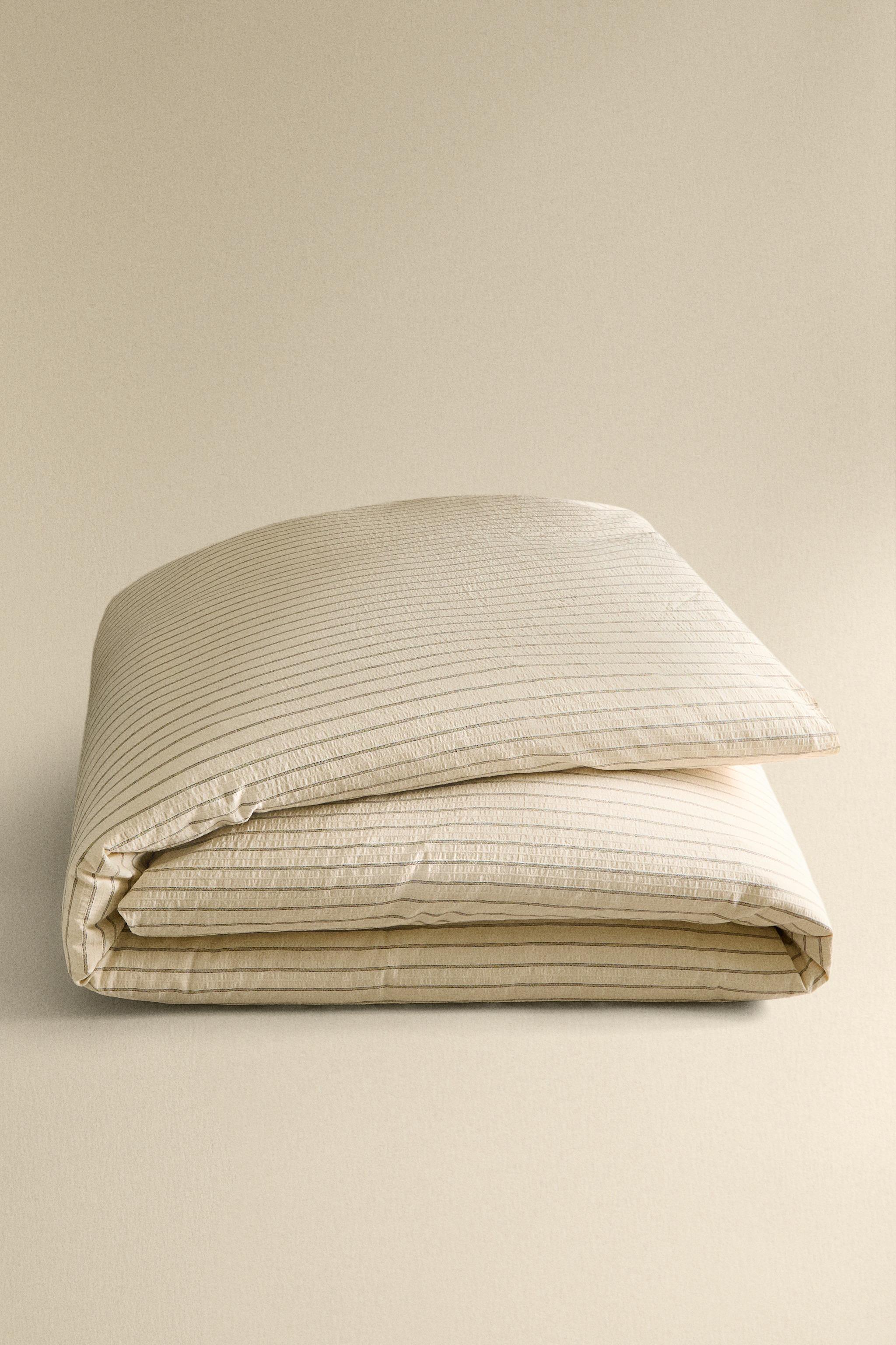 CRINKLE STRIPED COTTON DUVET COVER