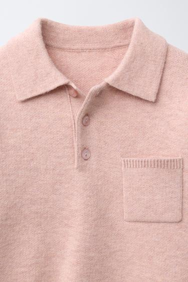 PULL EN MAILLE POLO - Rose pâle de Zara - Image 2