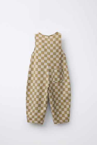 SALOPETTE LONGUE À DAMIER - Beige clair de Zara - Image 1