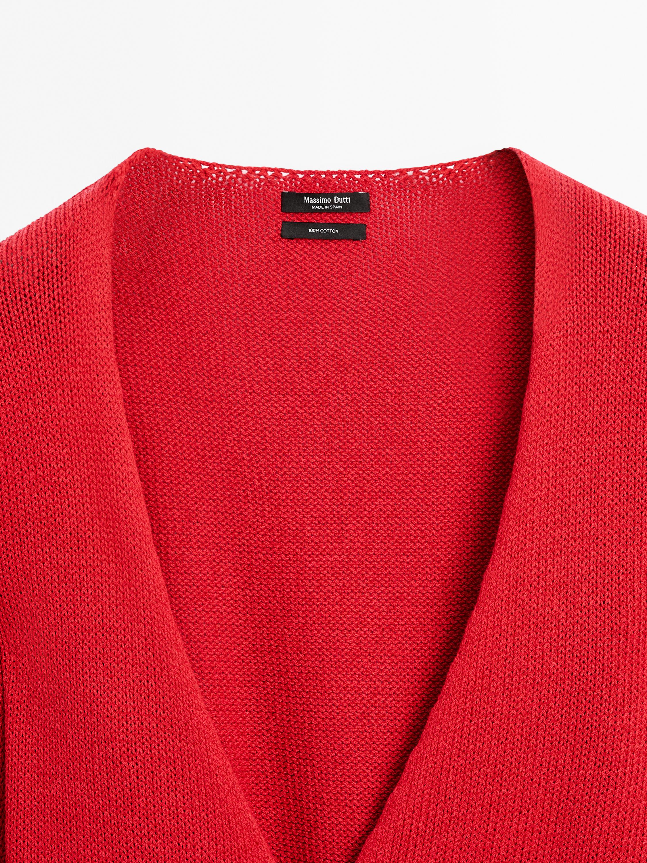 Knit cardigan with belt detail