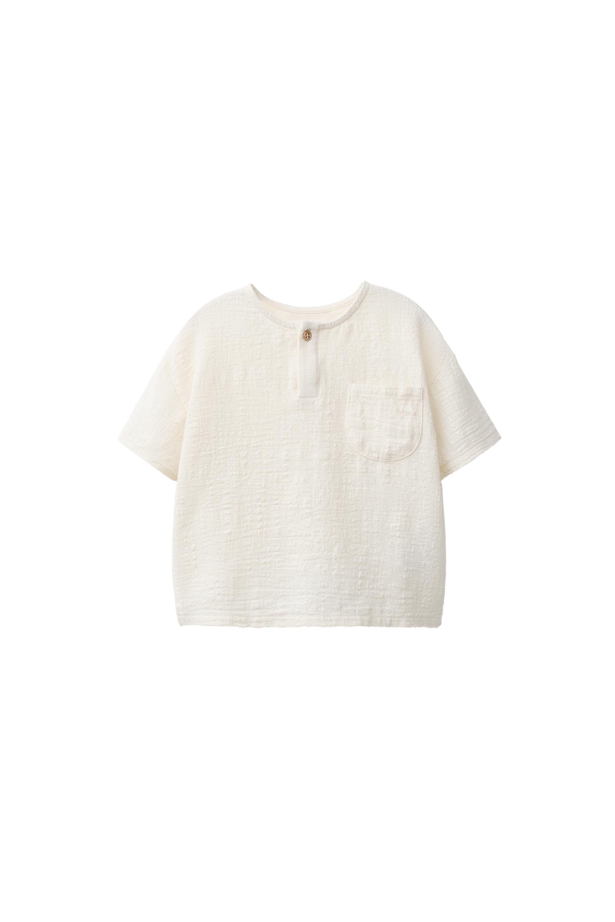 COMBINATION POCKET T-SHIRT — Ecru