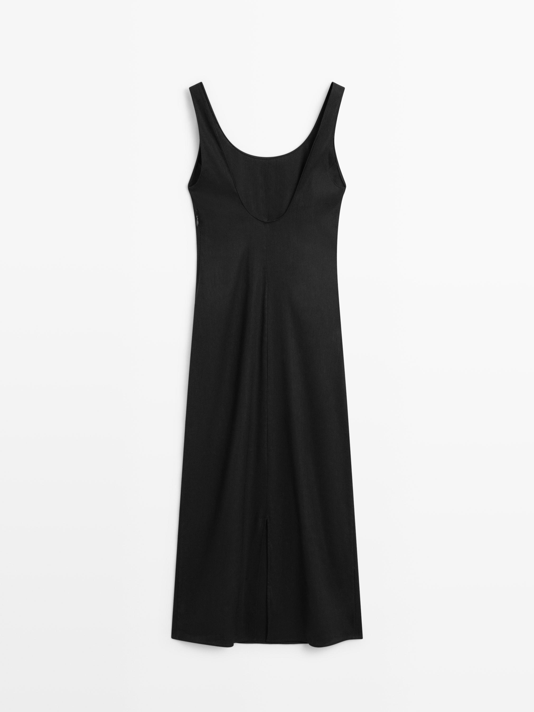 Flowing round neck midi dress