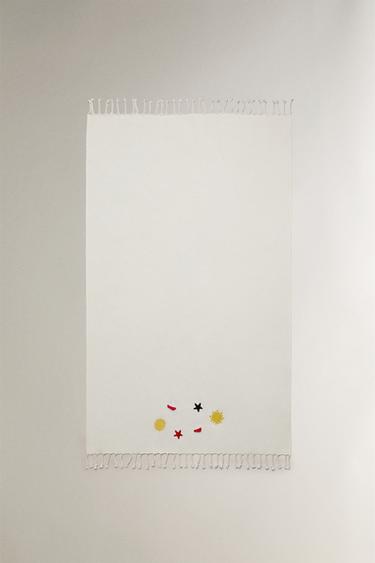 COTTON BEACH TOWEL WITH SHAPES - Cream by Zara - Image 0