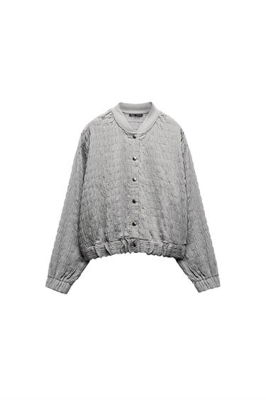 TEXTURED WEAVE BOMBER JACKET