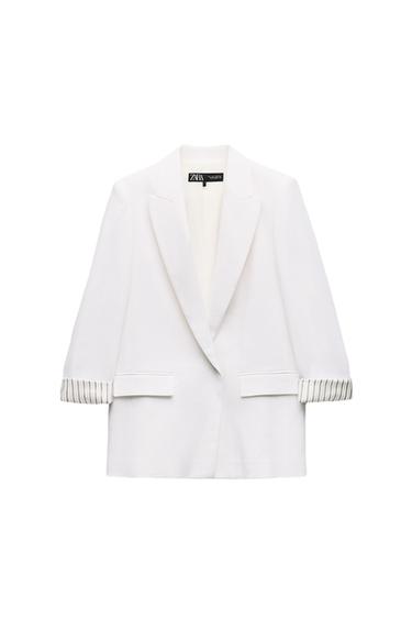 LINEN BLEND OPEN BLAZER