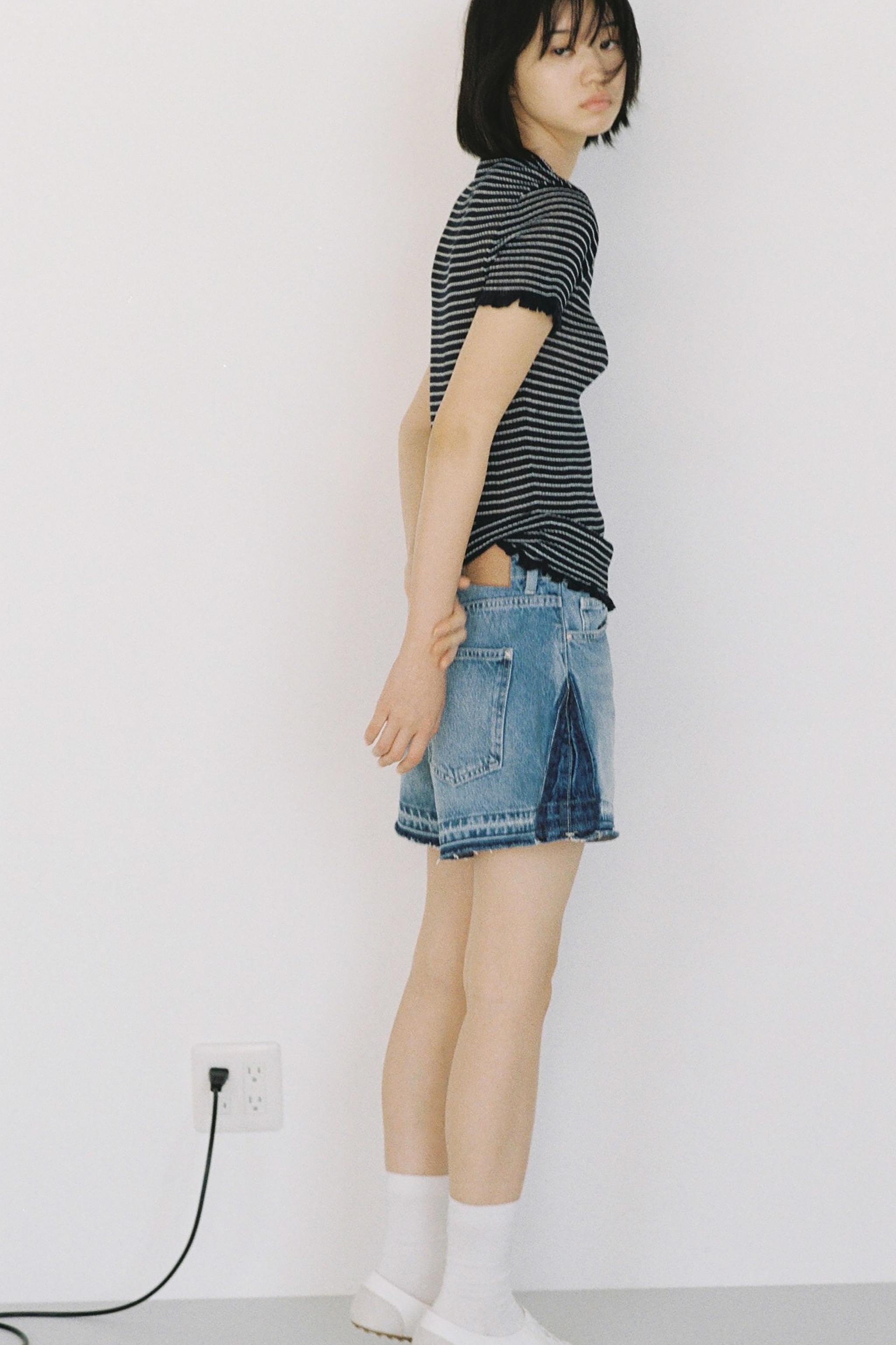 ショートパンツ Denim Shorts Z1975 HIGH-WAIST CROSSOVER WAIST DENIM SHORTS - Light blue