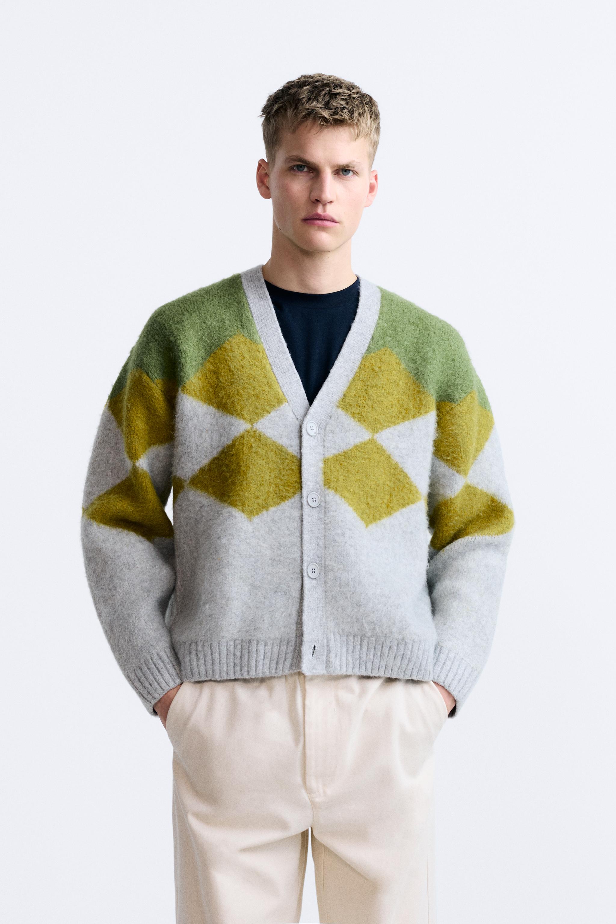 ARGYLE JACQUARD CARDIGAN - Light gray | ZARA United States