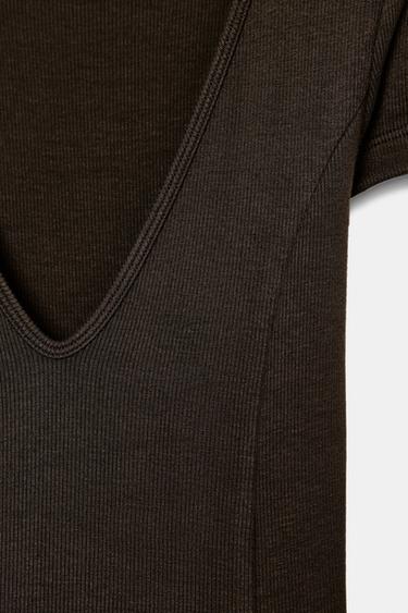 LONG RIBBED DRESS - Brown by Zara - Image 5