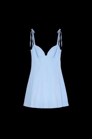 VESTIDO CORTO LAZOS - Azul de Zara - Imagen 0