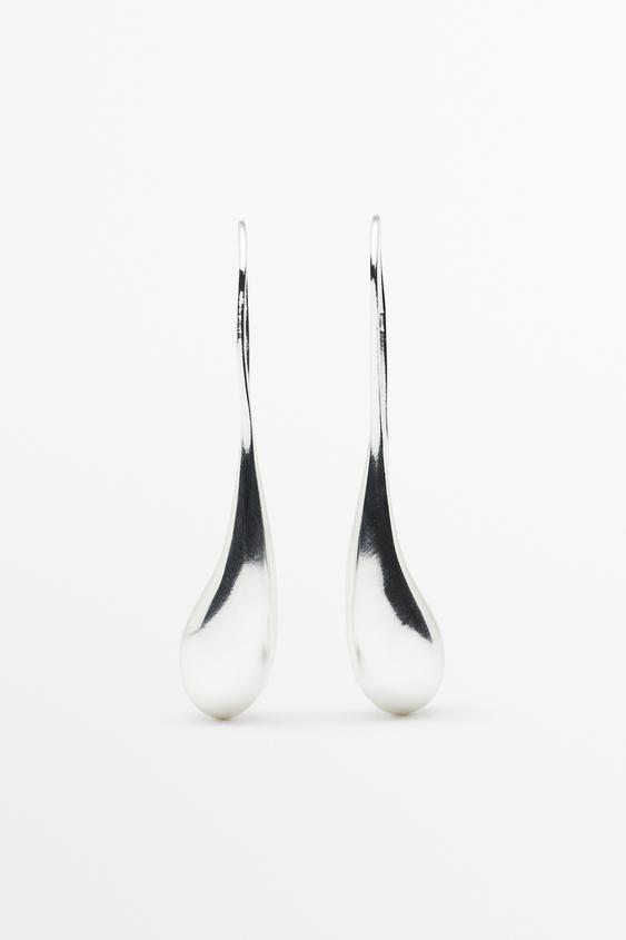 Zara Fluid drop dangle earrings - Silver - Image 0
