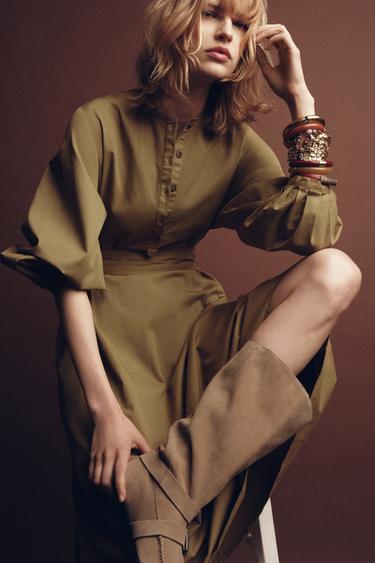 SPLIT SUEDE BUCKLED BOOTS - Sand Brown by Zara