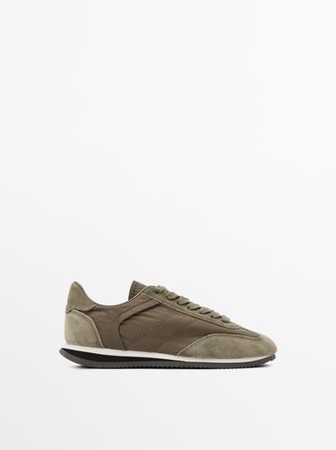 Zara Combined fabric trainers - Khaki Green - Image 0