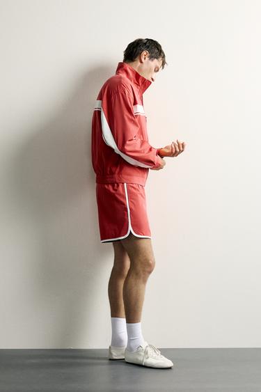 Zara COLOR BLOCK TECHNICAL SHORTS - Red