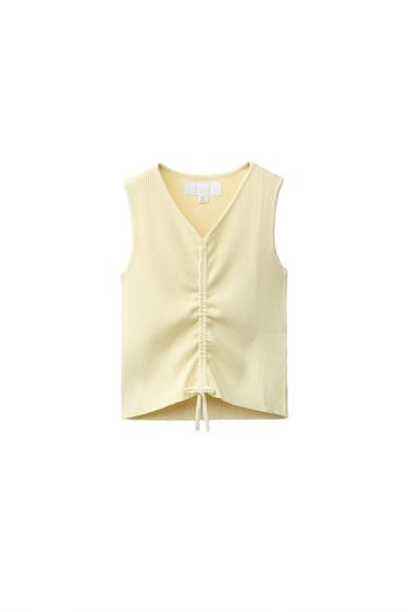 TOP PUNTO CANALÉ FRUNCE - Amarillo de Zara