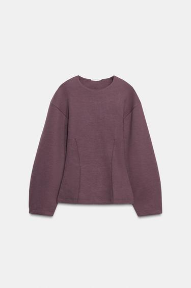 INTERLOCK TOP WITH DARTS - Dusty purple by Zara