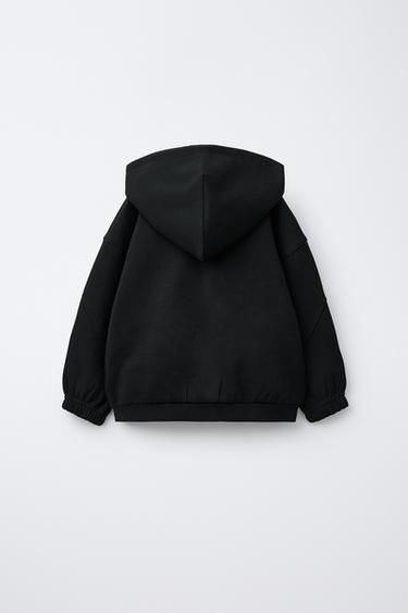 SWEAT INTERLOCK ZIPPÉ À CAPUCHE LOGO - Noir de Zara - Image 1