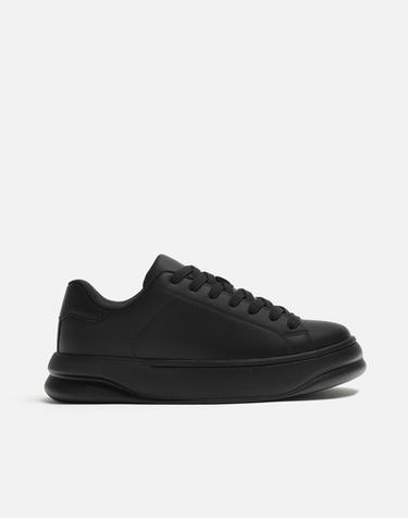 Zara THICK-SOLED SOLID-COLOR SNEAKERS - Black