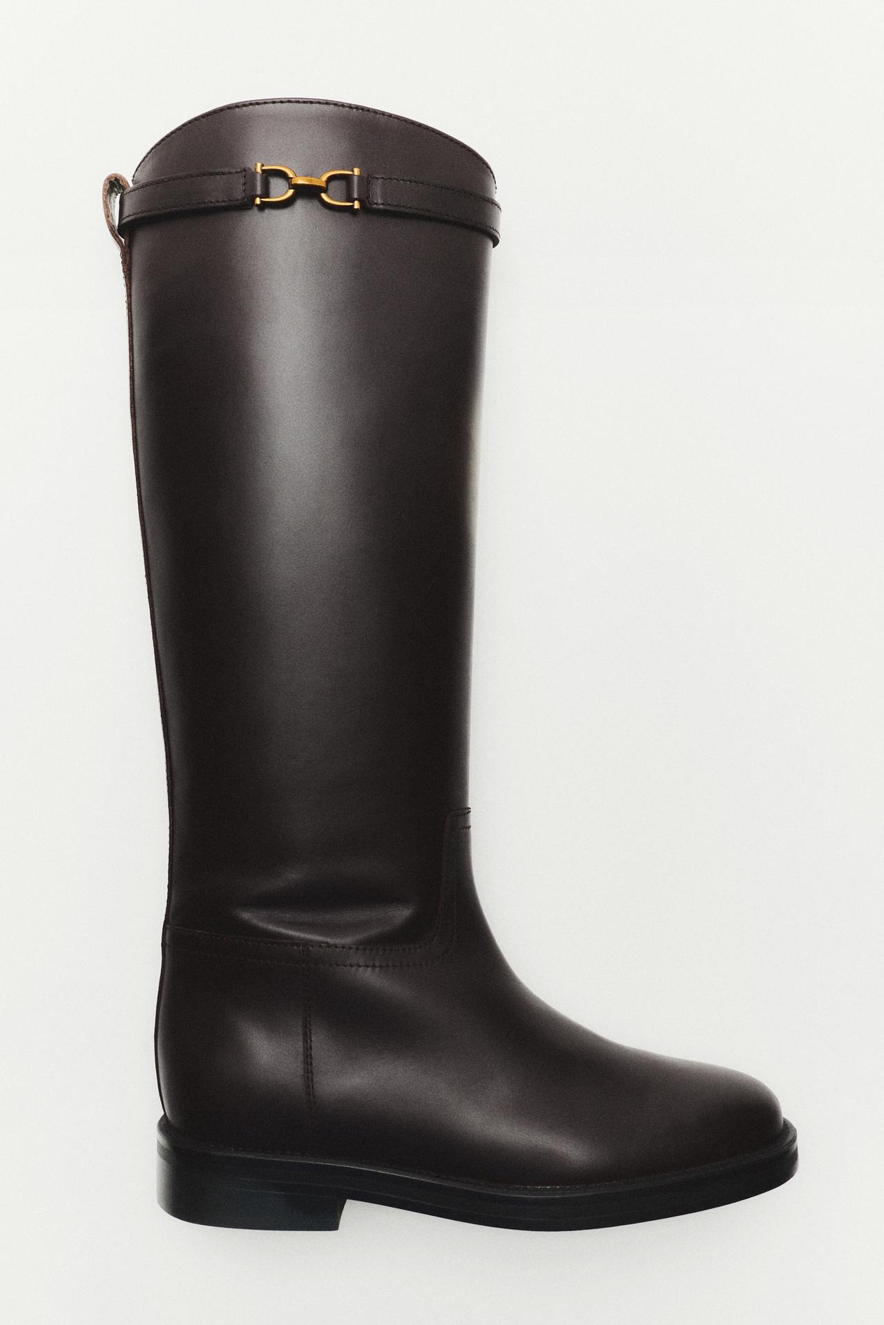 Leather riding boot — Brown