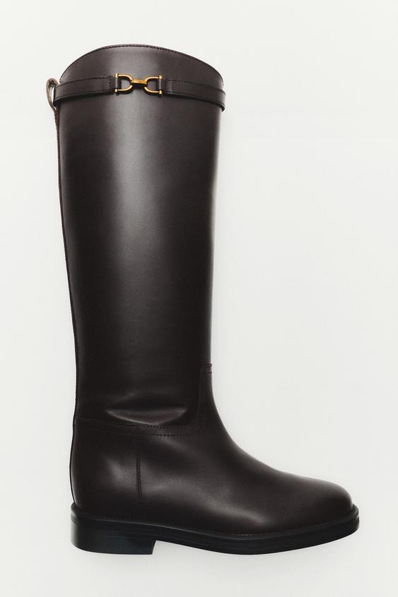 Zara Leather riding boot - Brown - Image 0