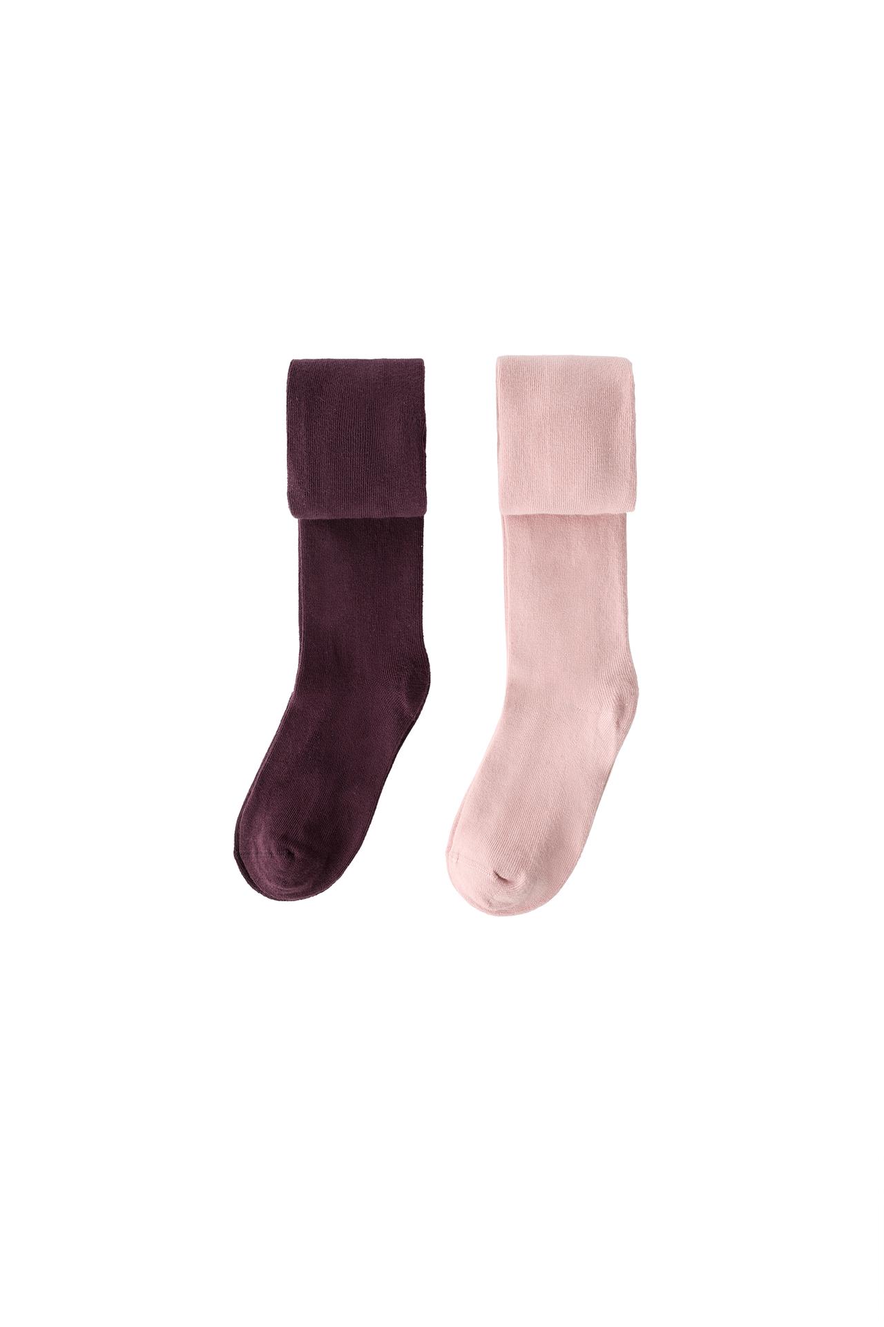TWO-PACK SOLID TIGHTS — Dark pink