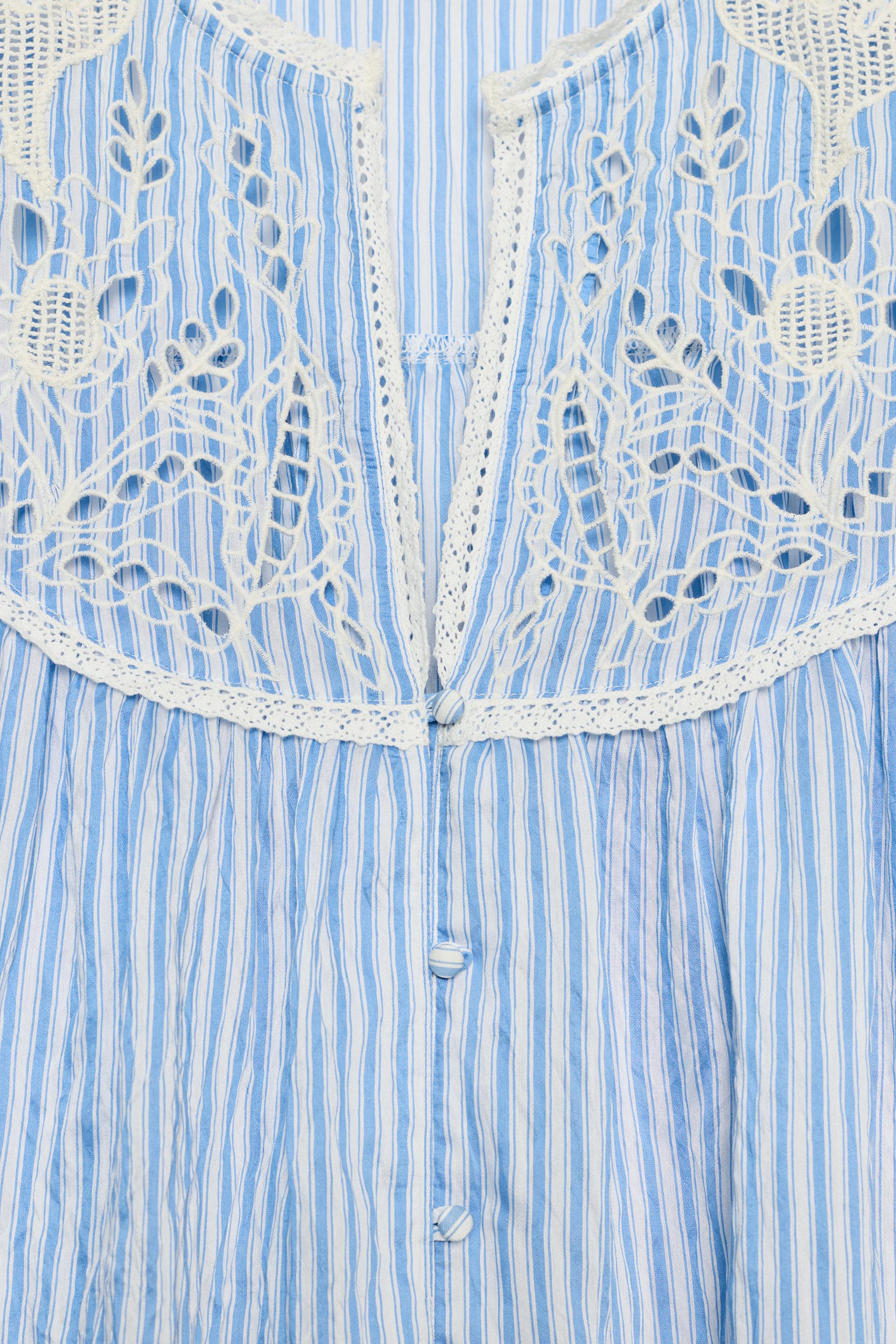 STRIPED EMBROIDERED BLOUSE