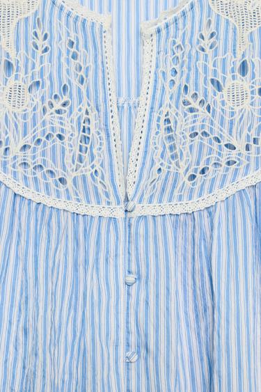 BLOUSE BRODERIES ET RAYURES - rayures de Zara - Image 8