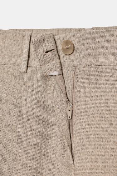 MID-WAIST TROUSERS WITH PLEATS AND ELASTICATED BACK - Sand by Zara - Image 7