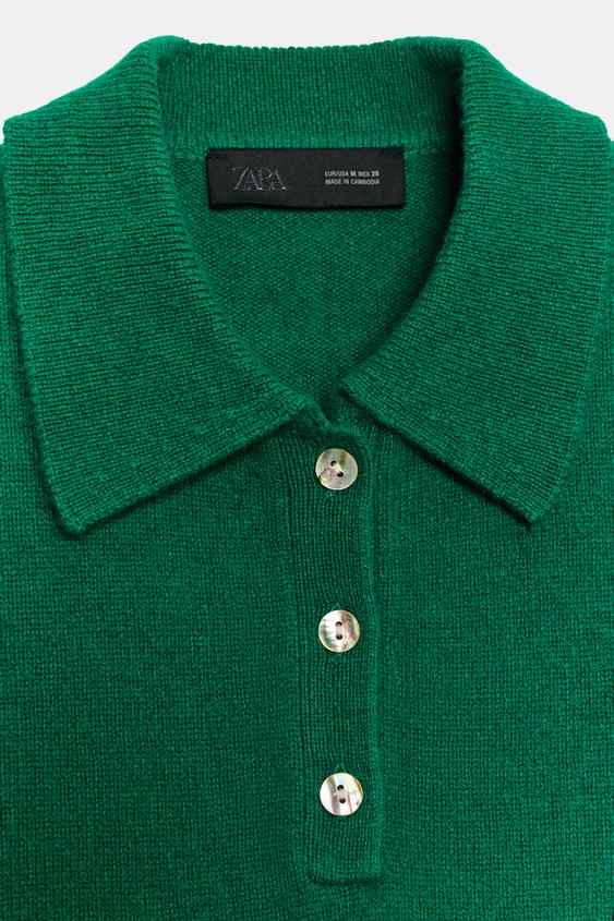 POLO 100 % LAINE - Vert de Zara - Image 7
