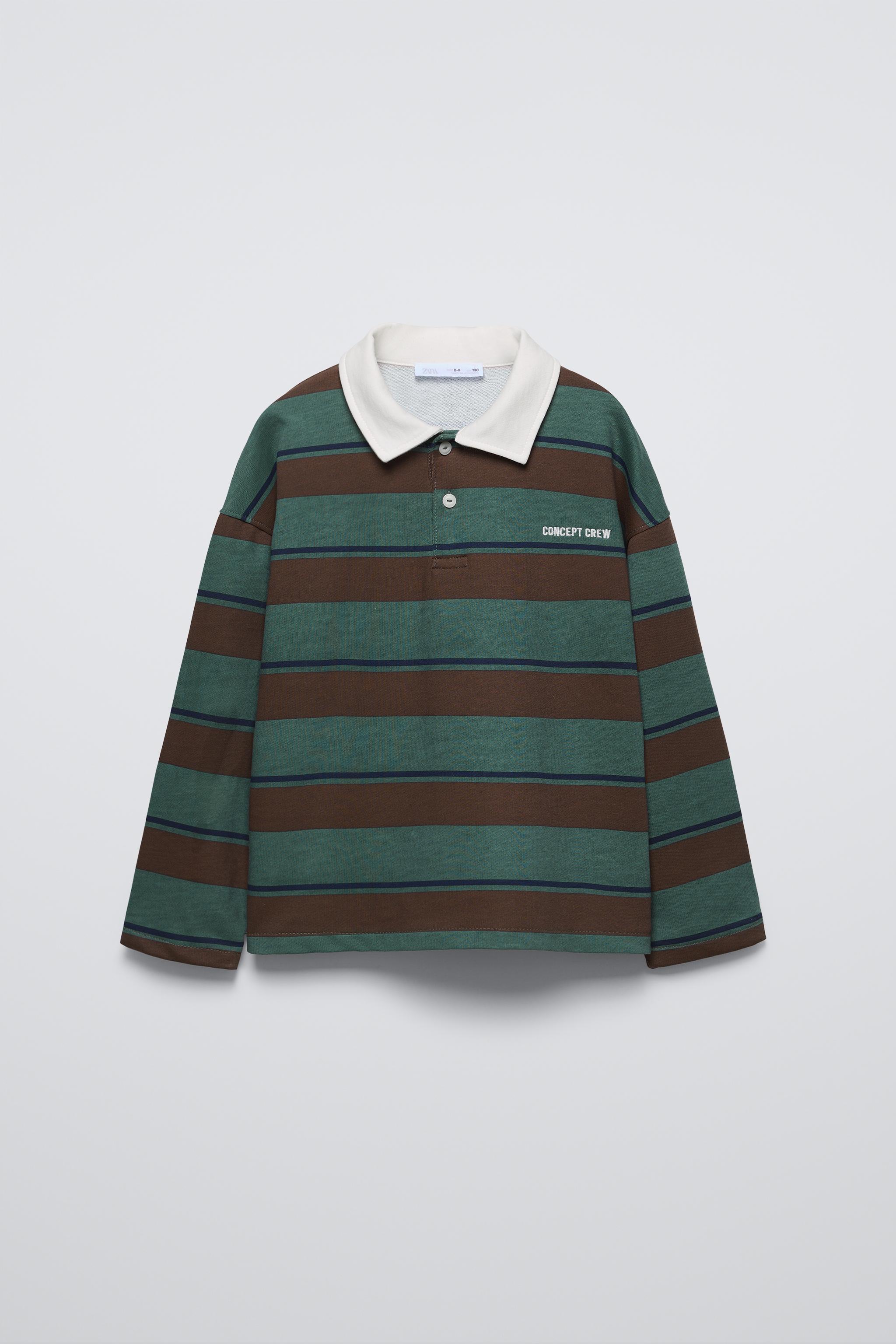 STRIPED POLO SHIRT Brown Green ZARA Canada