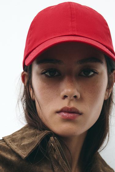 Zara PLAIN TWILL CAP - Red - Image 0