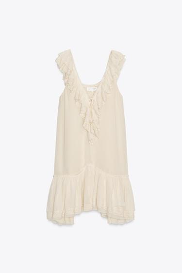 ZW COLLECTION LACE RUFFLE DRESS - Ecru by Zara