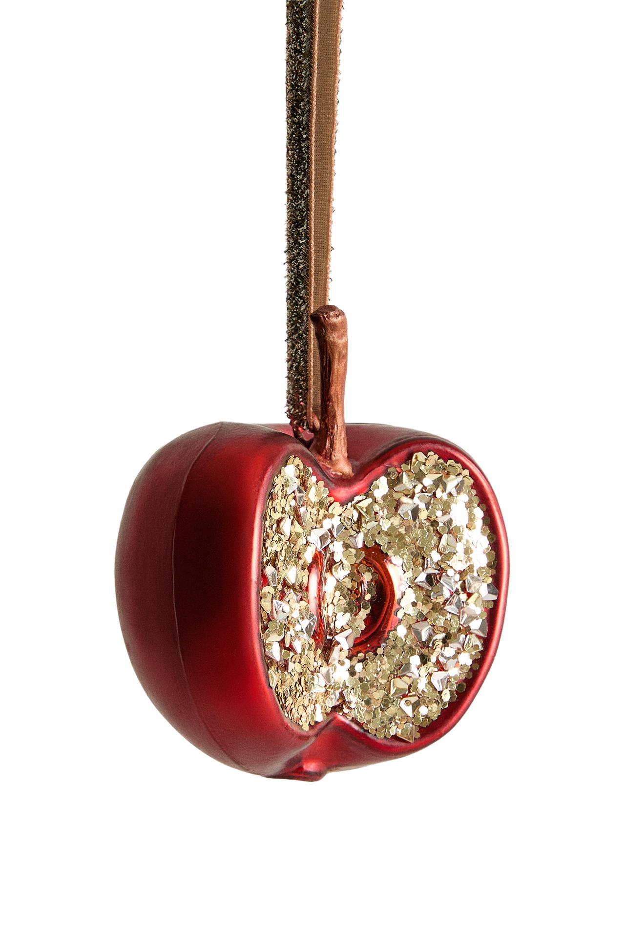 GLASS APPLE CHRISTMAS TREE ORNAMENT