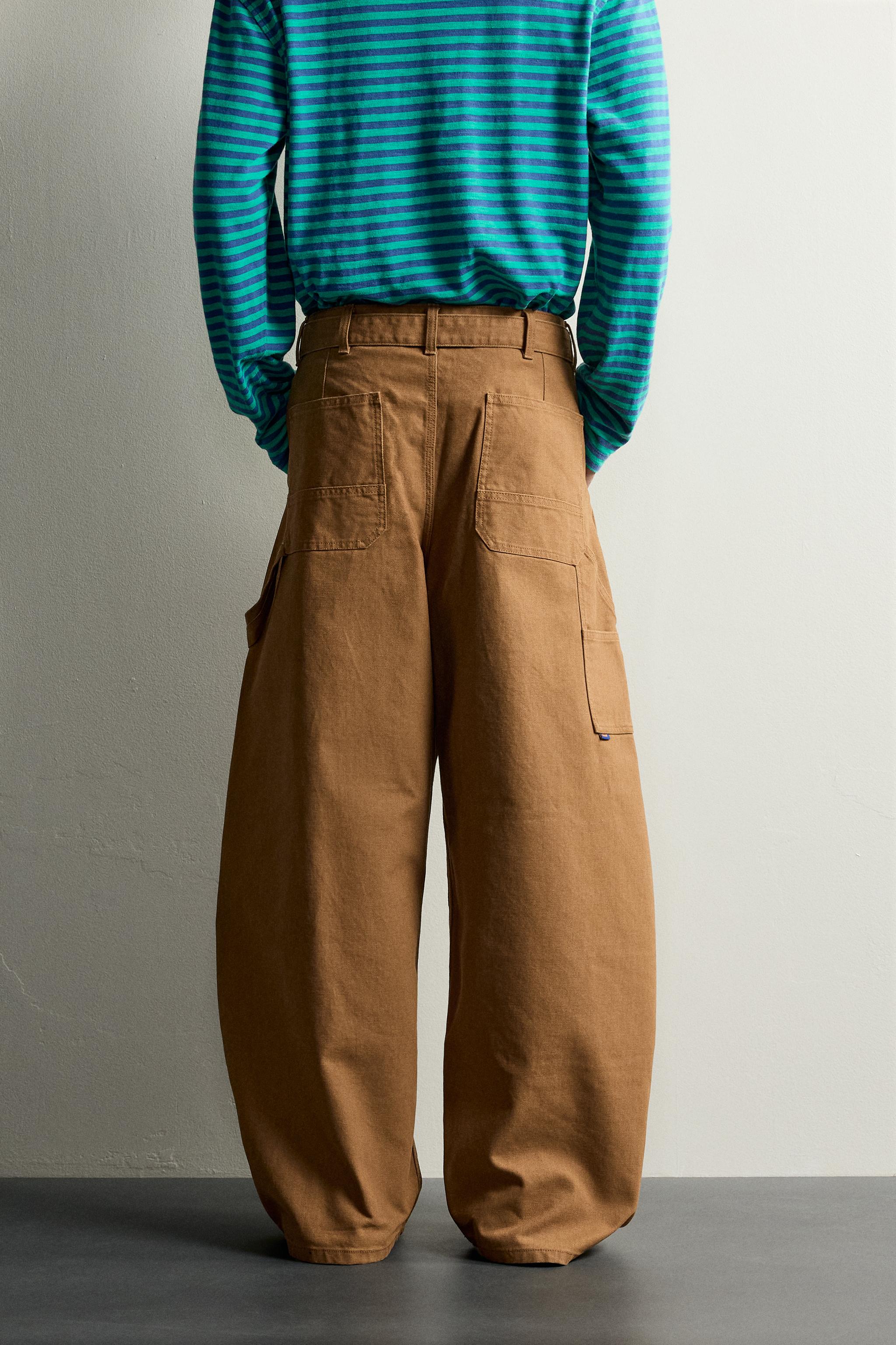 Мужские брюки Zara CARPENTER POCKET BALLOON FIT PANTS — фото 3
