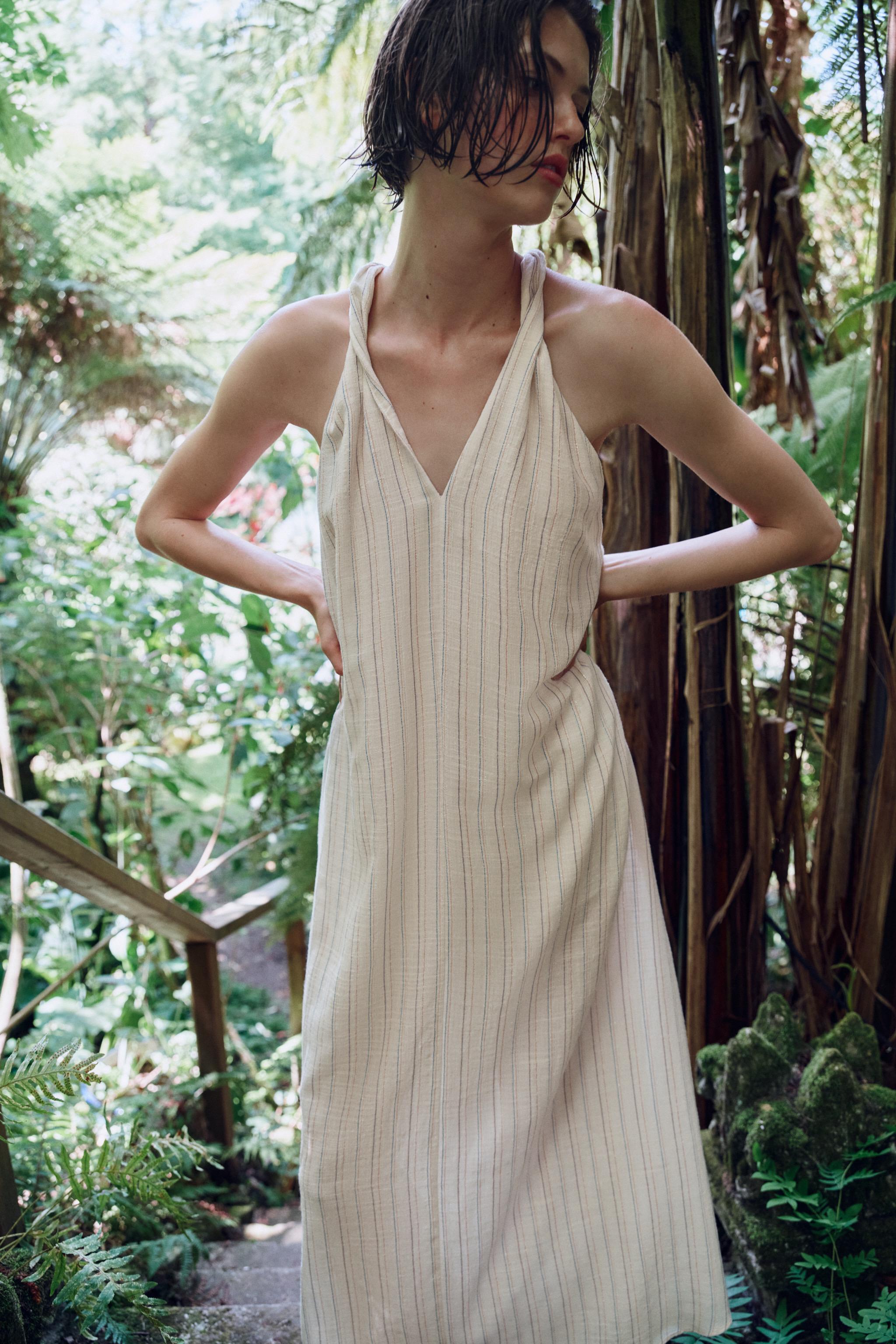 Женские платья Zara METALLIC THREAD STRIPED LONG DRESS — фото 2