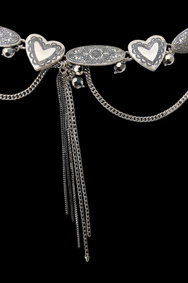 Zara HEART CHARM CHAIN BELT - Silver