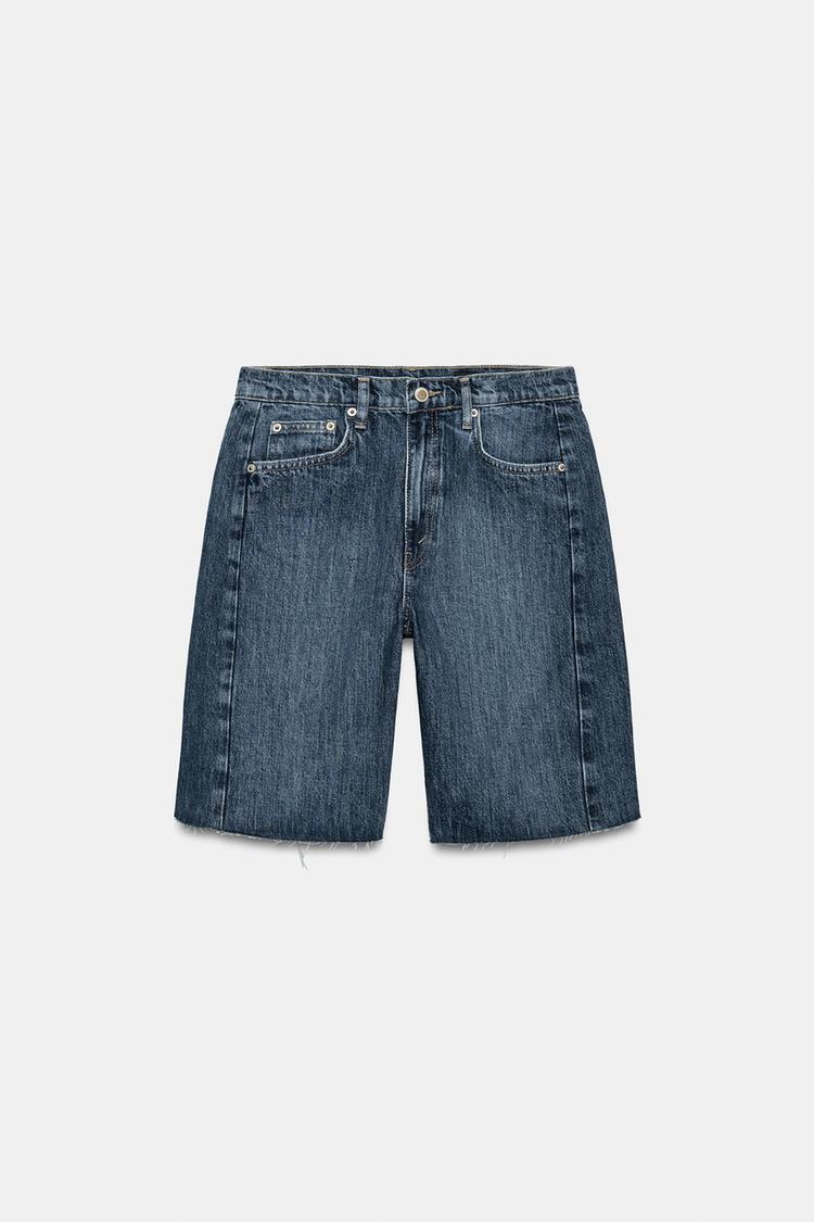 Pantalones cortos de mezclilla tipo bermuda de tiro medio y corte relajado ZW COLLECTION 6