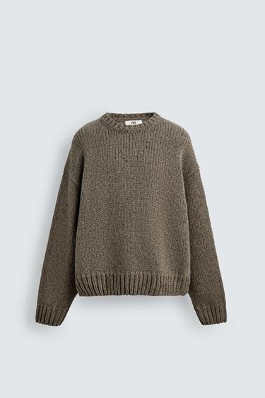 STRUCTURED WOOL JUMPER - Taupe grey by Zara