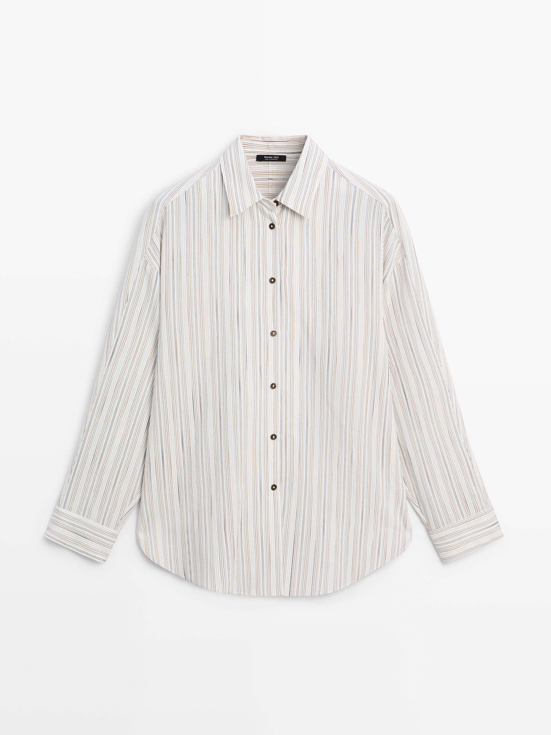 Striped flowing shirt — White