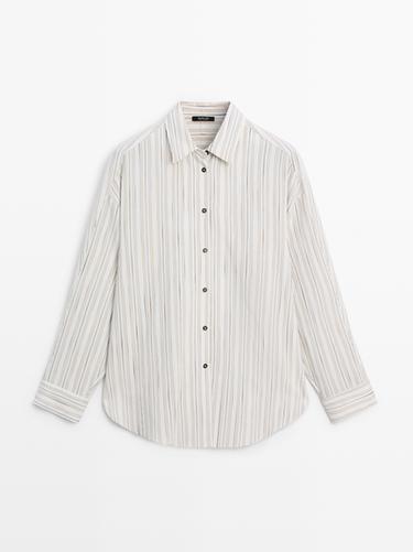 Camisa fluida rayas - Blanco de Zara