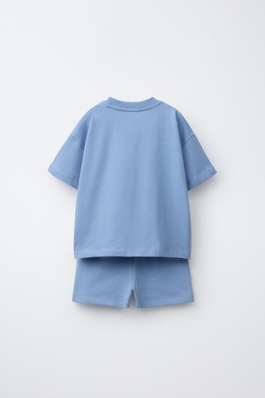JOGGING T-SHIRT AND BERMUDA SHORTS SET - Blue by Zara - Image 1
