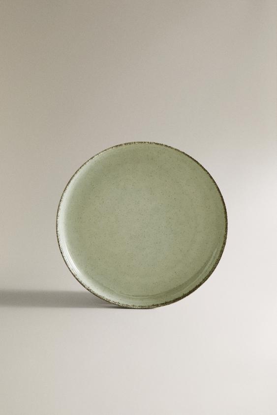 PORCELAIN DESSERT PLATE WITH ANTIQUE FINISH RIM - Sea green by Zara - Image 0